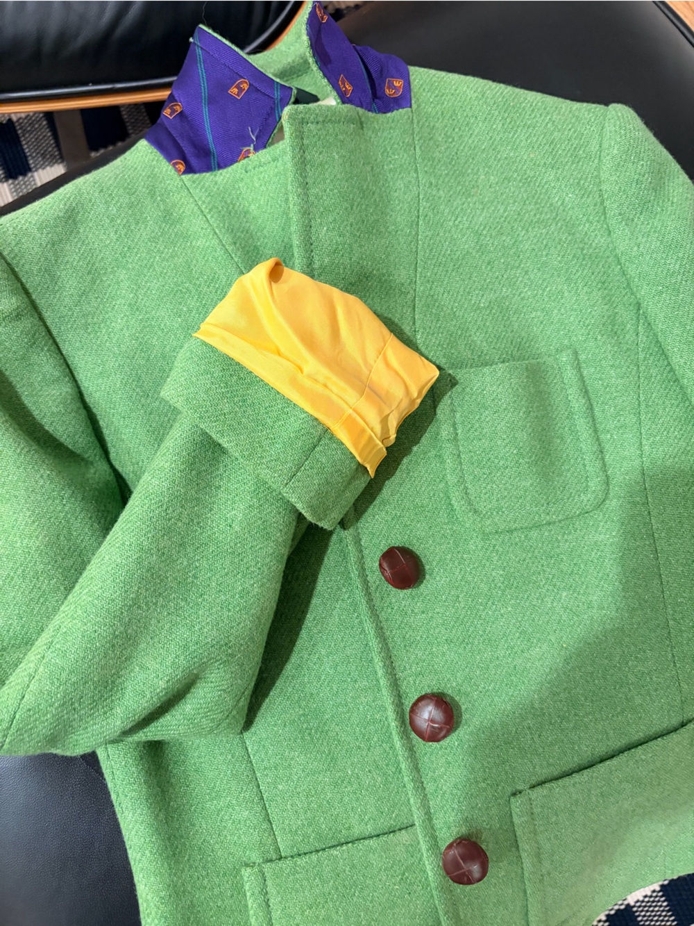 J. Crew Green Wool-Blend Notch-Lapel Blazer with Contrast Trim